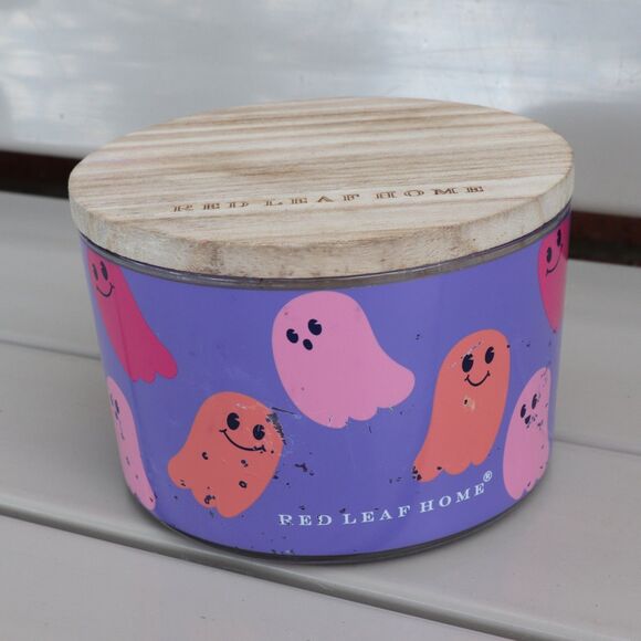 Red Leaf Home Apple Spice 3 Wick Candle 16.5 oz Halloween Ghost - Picture 1 of 3